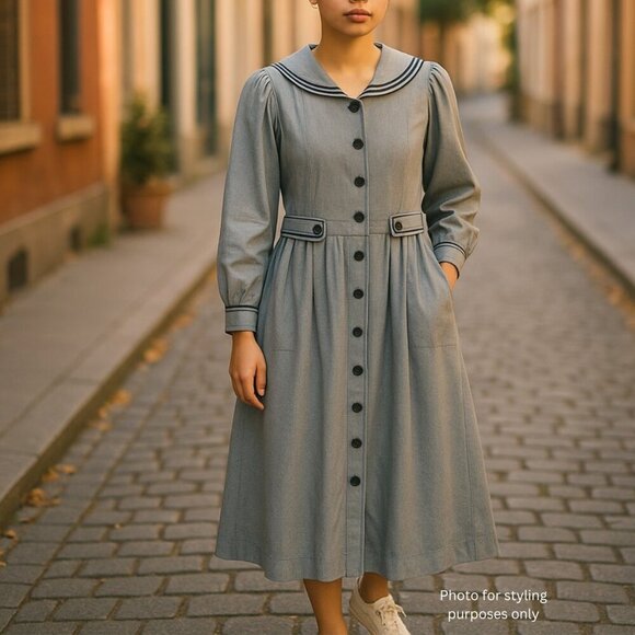 VTG Dress 8 Nautical Scholar Cottagecore Piratecore Little Women Coastal Witch - Picture 1 of 7